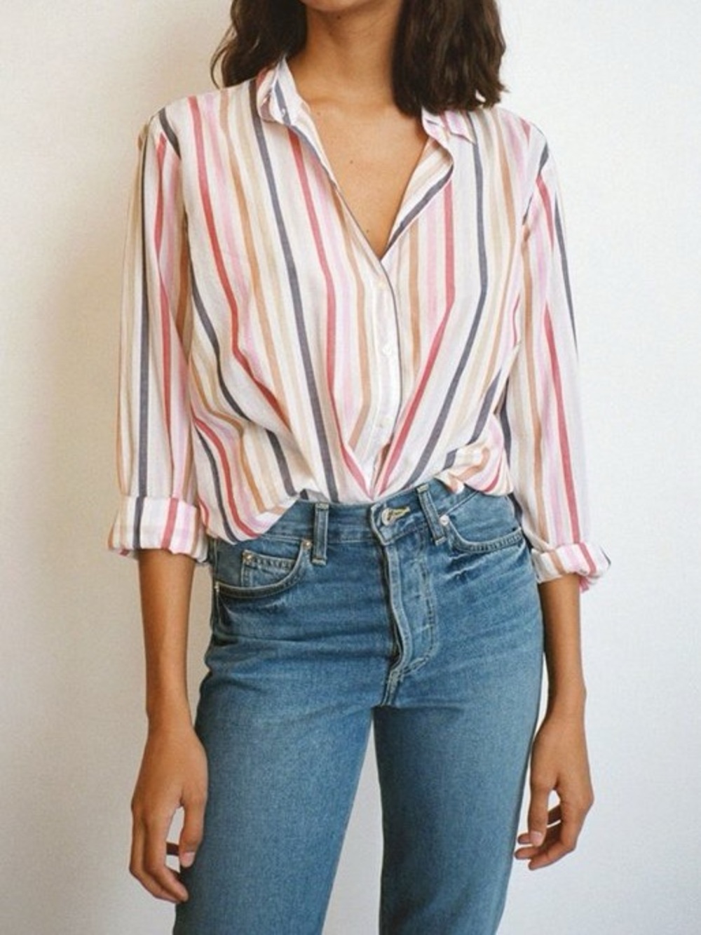 Xirena MEDIUM Beau striped cotton long sleeve shirt in Le Marais